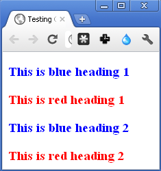 the class selector example as rendered