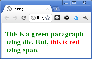 a green div containing a red span