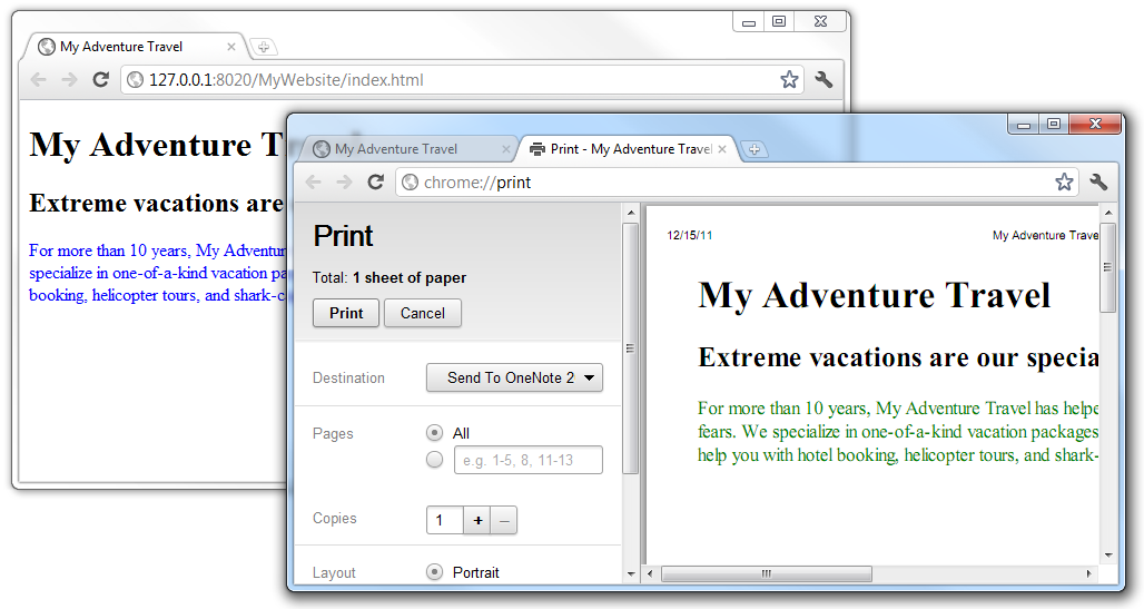 one document, three media-dependent presentations